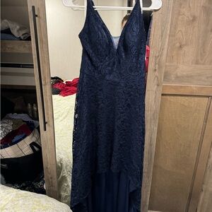 Navy Blue. Lace. High low. David’s bridle. Brand new. Tags still attached!